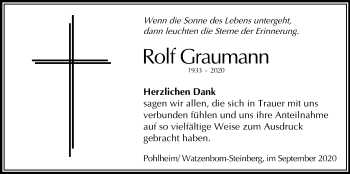 Traueranzeige von Rolf Graumann von Pohlheimer Nachrichten