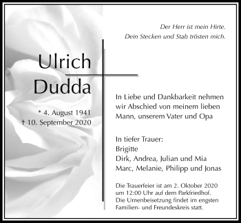 Traueranzeige von Ulrich Dudda von Bad Vilbel/Karben