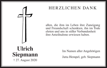 Traueranzeige von Ulrich Siepmann von Wetterauer Zeitung