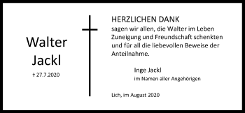 Traueranzeige von Walter Jackl von Licher Wochenblatt