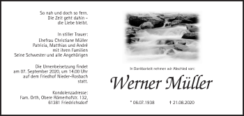 Traueranzeige von Werner Müller von Wetterauer Zeitung