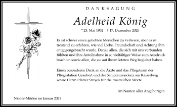Traueranzeige von Adelheid König von Wetterauer Zeitung