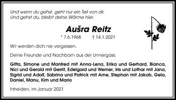Traueranzeige von Ausra Reitz von Licher Wochenblatt