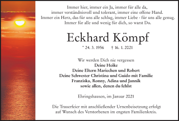 Traueranzeige von Eckhard Kömpf von Alsfelder Allgemeine