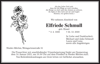 Traueranzeige von Elfriede Schmull von Wetterauer Zeitung