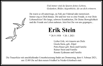 Traueranzeige von Erik Stein von Bad Vilbel/Karben