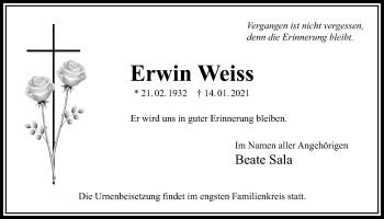 Traueranzeige von Erwin Weiss von Bad Vilbel/Karben