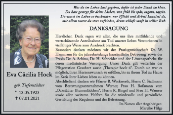 Traueranzeige von Eva Cäcilia Hock von Wetterauer Zeitung