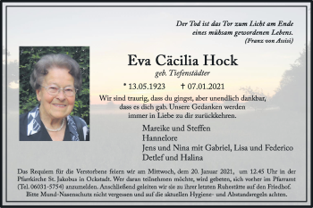 Traueranzeige von Eva Cäcilia Hock von Wetterauer Zeitung