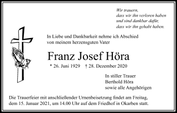Traueranzeige von Franz Josef Höra von Bad Vilbel/Karben