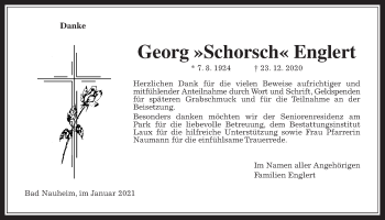 Traueranzeige von Georg Englert von Wetterauer Zeitung