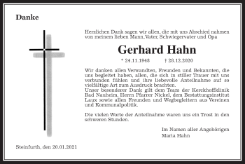 Traueranzeige von Gerhard Hahn von Wetterauer Zeitung