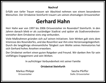 Traueranzeige von Gerhard Hahn von Wetterauer Zeitung