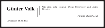 Traueranzeige von Günter Volk von Giessener Allgemeine, Alsfelder Allgemeine
