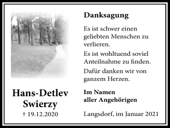 Traueranzeige von Hans-Detlev Swierzy von Licher Wochenblatt