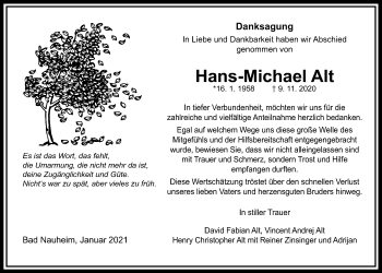 Traueranzeige von Hans-Michael Alt von Wetterauer Zeitung