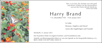 Traueranzeige von Harry Brand von Wetterauer Zeitung