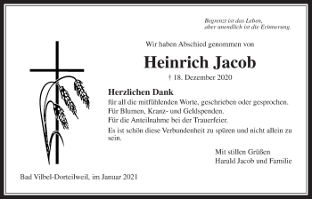 Traueranzeige von Heinrich Jacob von Wetterauer Zeitung