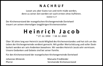 Traueranzeige von Heinrich Jacob von Bad Vilbel/Karben