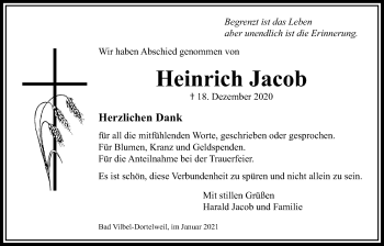Traueranzeige von Heinrich Jacob von Bad Vilbel/Karben