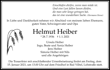 Traueranzeige von Helmut Heiber von Bad Vilbel/Karben