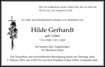 Traueranzeige von Hilde Gerhardt von Bad Vilbel/Karben