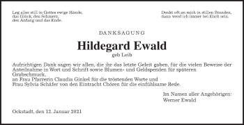 Traueranzeige von Hildegard Ewald von Wetterauer Zeitung