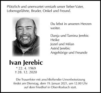 Traueranzeige von Ivan Jerebic von Wetterauer Zeitung
