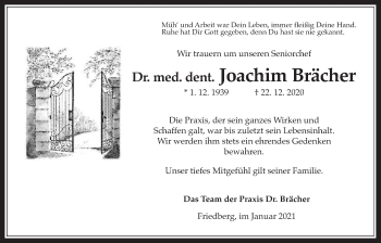 Traueranzeige von Joachim Brächer von Wetterauer Zeitung