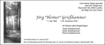 Traueranzeige von Jörg Grießhammer von Licher Wochenblatt