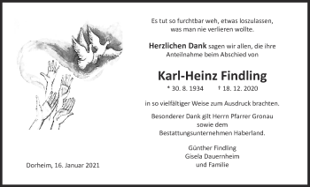 Traueranzeige von Karl-Heinz Findling von Wetterauer Zeitung