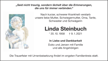 Traueranzeige von Linda Steinbuch von Wetterauer Zeitung