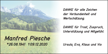 Traueranzeige von Manfred Piesche von Wetterauer Zeitung