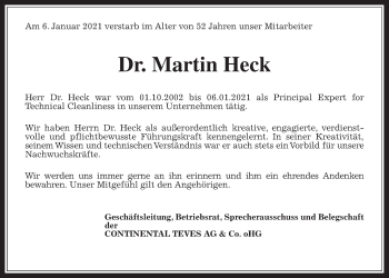 Traueranzeige von Martin Heck von Wetterauer Zeitung