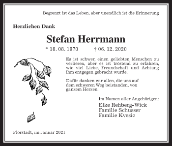 Traueranzeige von Stefan Herrmann von Wetterauer Zeitung