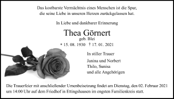 Traueranzeige von Thea Görnert von Licher Wochenblatt