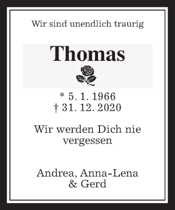 Traueranzeige von Thomas Köppen von Wetterauer Zeitung