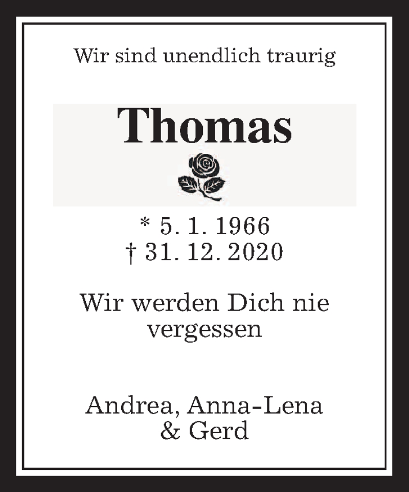  Traueranzeige für Thomas Köppen vom 05.01.2021 aus Wetterauer Zeitung