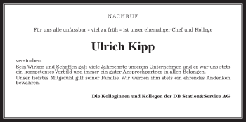 Traueranzeige von Ulrich Kipp von Wetterauer Zeitung