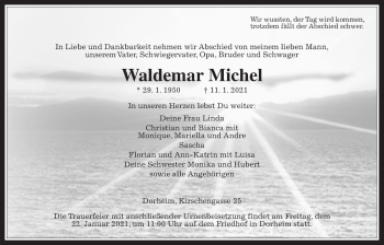 Traueranzeige von Waldemar Michel von Wetterauer Zeitung