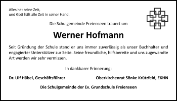 Traueranzeige von Werner Hofmann von Giessener Allgemeine, Alsfelder Allgemeine