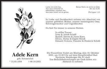 Traueranzeige von Adele Kern von Wetterauer Zeitung
