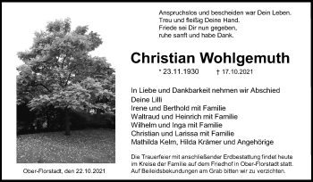 Traueranzeige von Christian Wohlgemuth von Wetterauer Zeitung