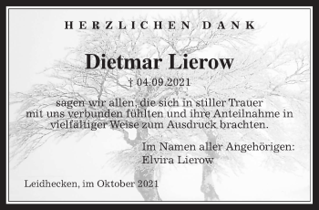 Traueranzeige von Dietmar Lierow von Wetterauer Zeitung