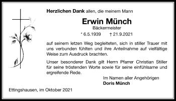 Traueranzeige von Erwin Münch von Licher Wochenblatt