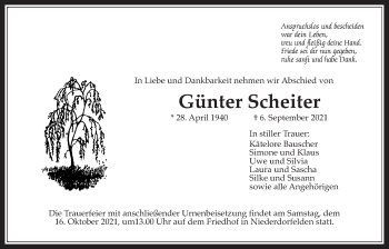 Traueranzeige von Günter Scheiter von Bad Vilbel/Karben