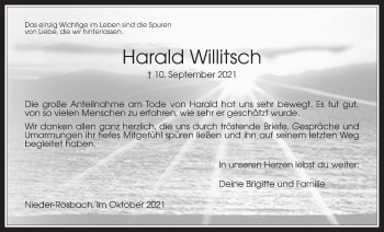 Traueranzeige von Harald Willitsch von Wetterauer Zeitung