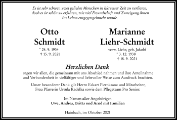 Traueranzeige von Marianne Liehr-Schmidt von Alsfelder Allgemeine
