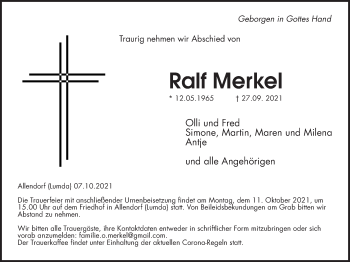 Traueranzeige von Ralf Merkel von Giessener Allgemeine, Alsfelder Allgemeine