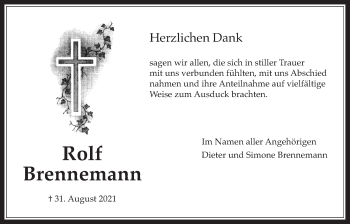 Traueranzeige von Rolf Brennemann von Bad Vilbel/Karben